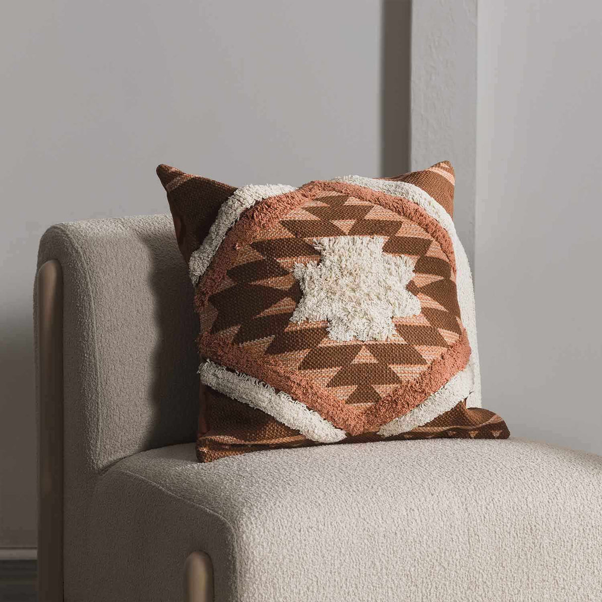 Reeves Orange Diamond Textured Throw Pillow