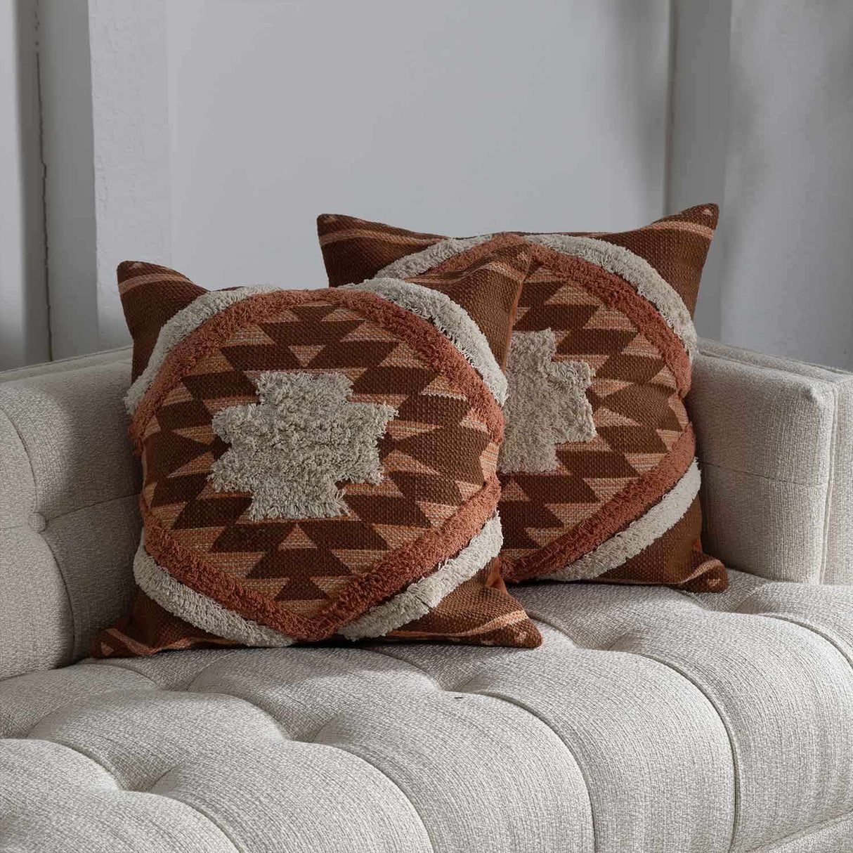 Reeves Orange Diamond Textured Throw Pillow