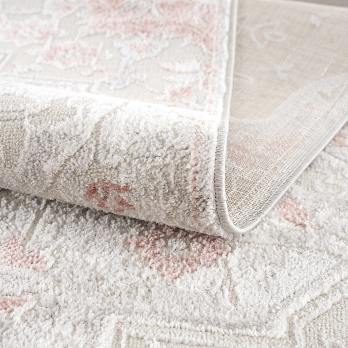 Calum Pink Floral Thick Area Rug - Clearance