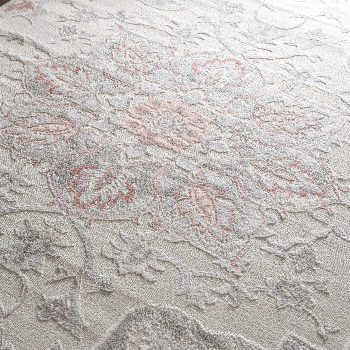 Calum Pink Floral Thick Area Rug - Clearance