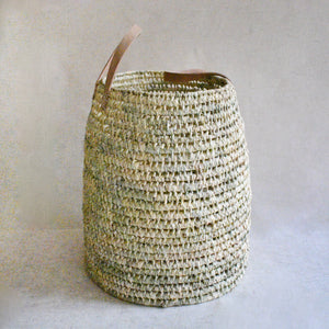 Leather Handle Palm Basket
