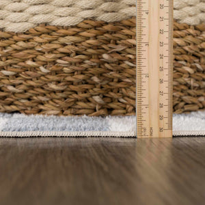 Brone Blue Checkered Washable Rug