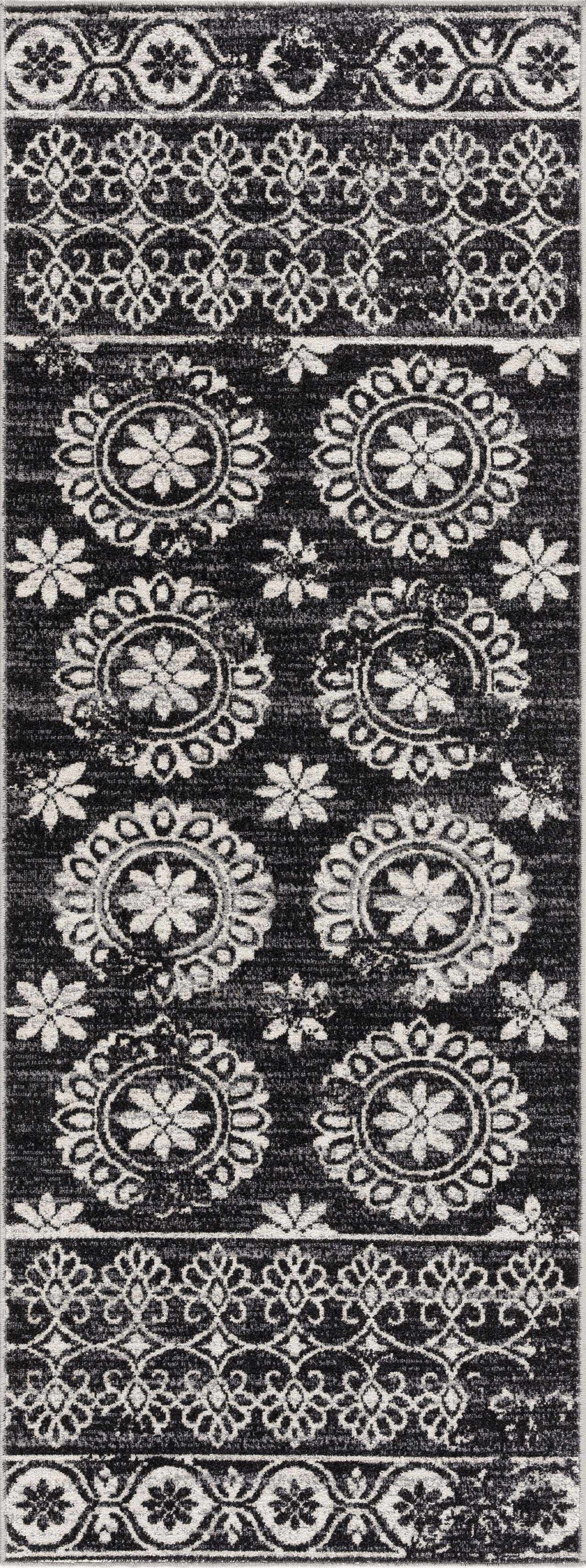 Kahraman Black & White Washable Rug