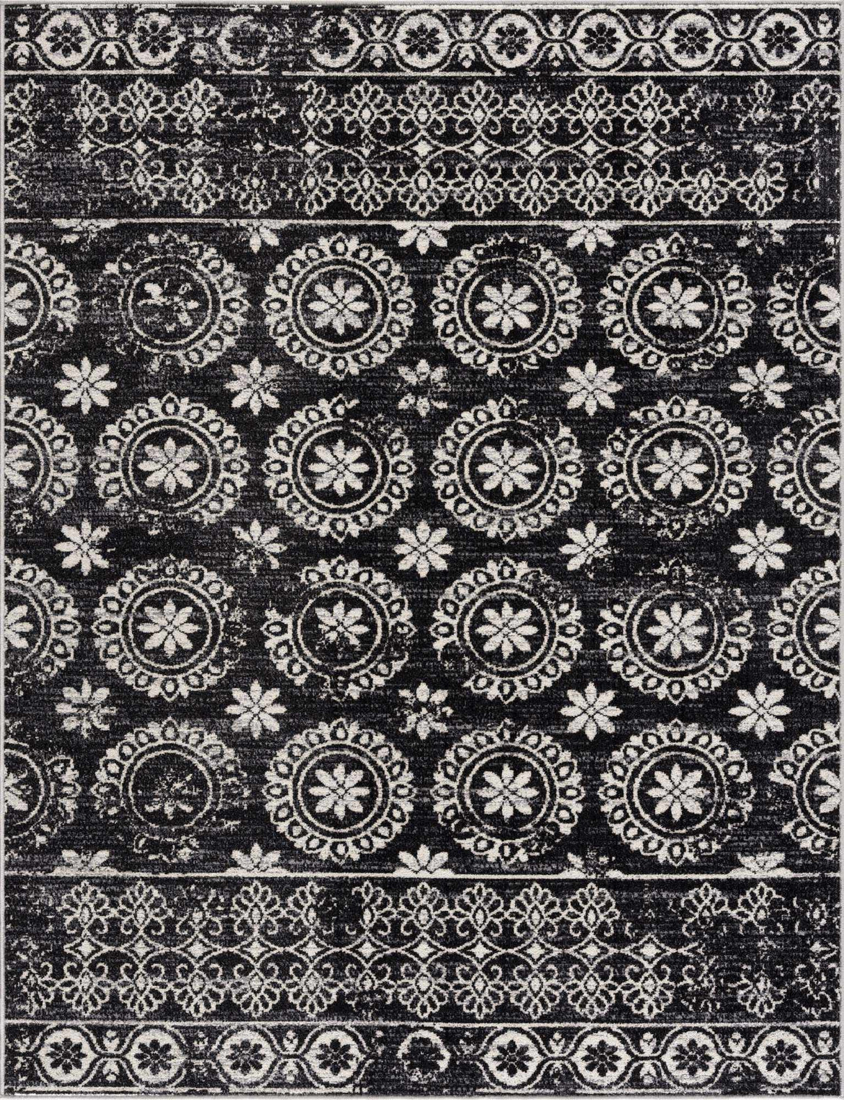 Kahraman Black & White Washable Rug