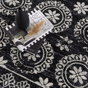 Kahraman Black & White Washable Rug