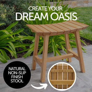 Phoenix Natural Teak Shower and Bath Slatted Stool