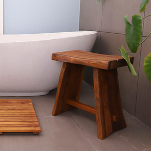 Salem Teak Shower and Bath Stool with Curved Seat
