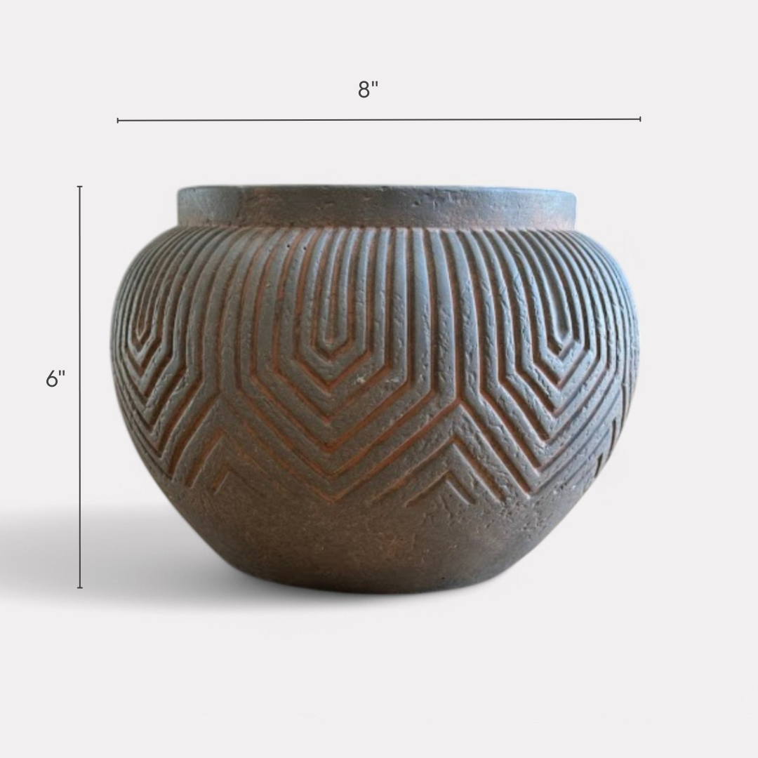 Linden Concrete Vessel in Rustic Umber, 8"D X 6"H