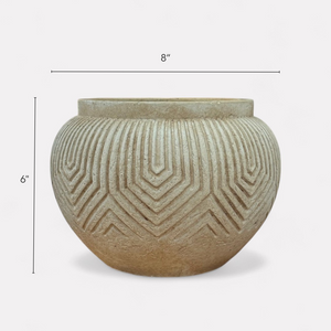 Linden Concrete Vessel in Natural Sandstone, 8"D X 6"H