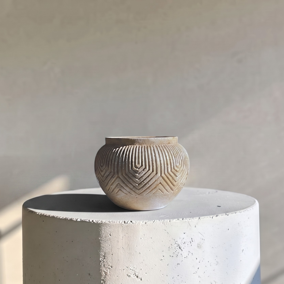 Linden Concrete Vessel, 8"D X 6"H