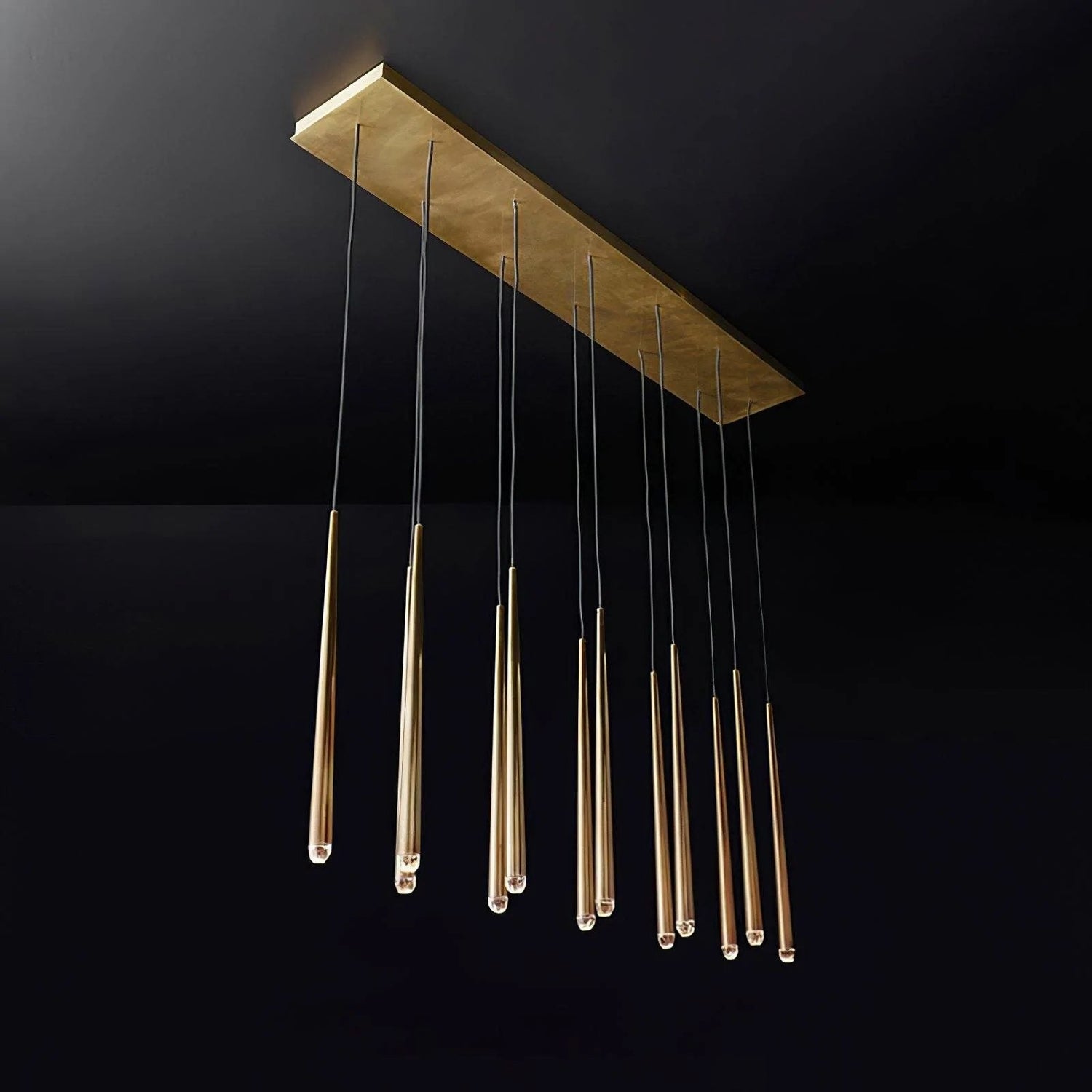 Long Dish Brass Art Crystal Chandelier