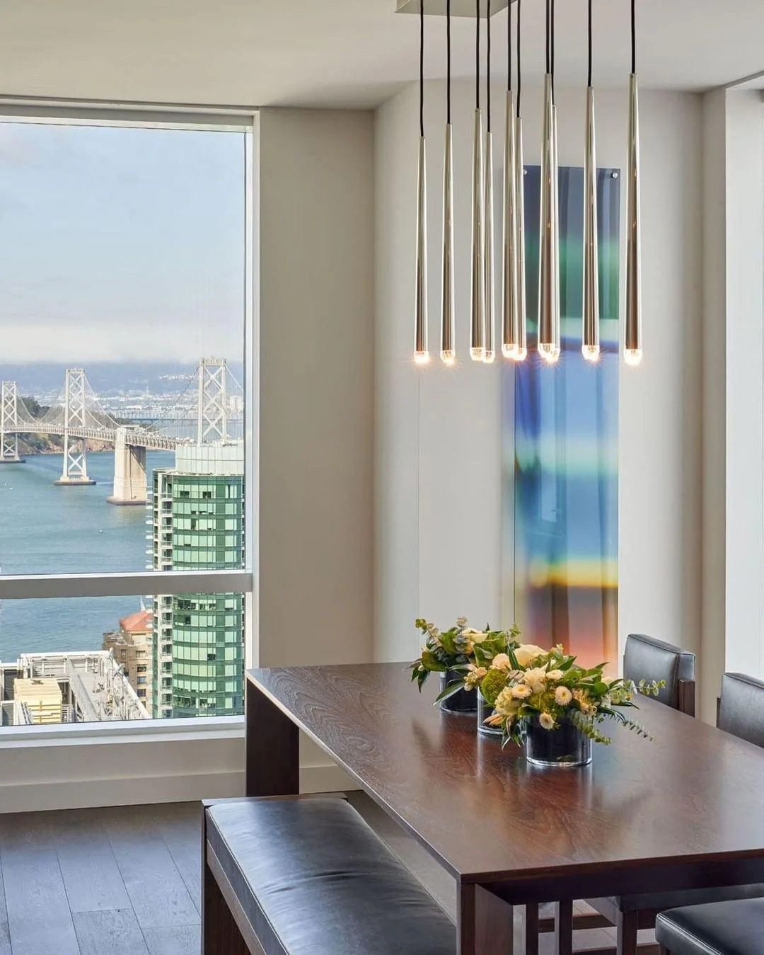 Long Dish Brass Art Crystal Chandelier