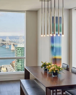 Long Dish Brass Art Crystal Chandelier