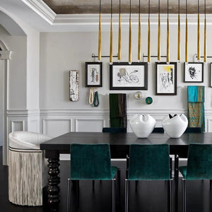 Long Dish Brass Art Crystal Chandelier