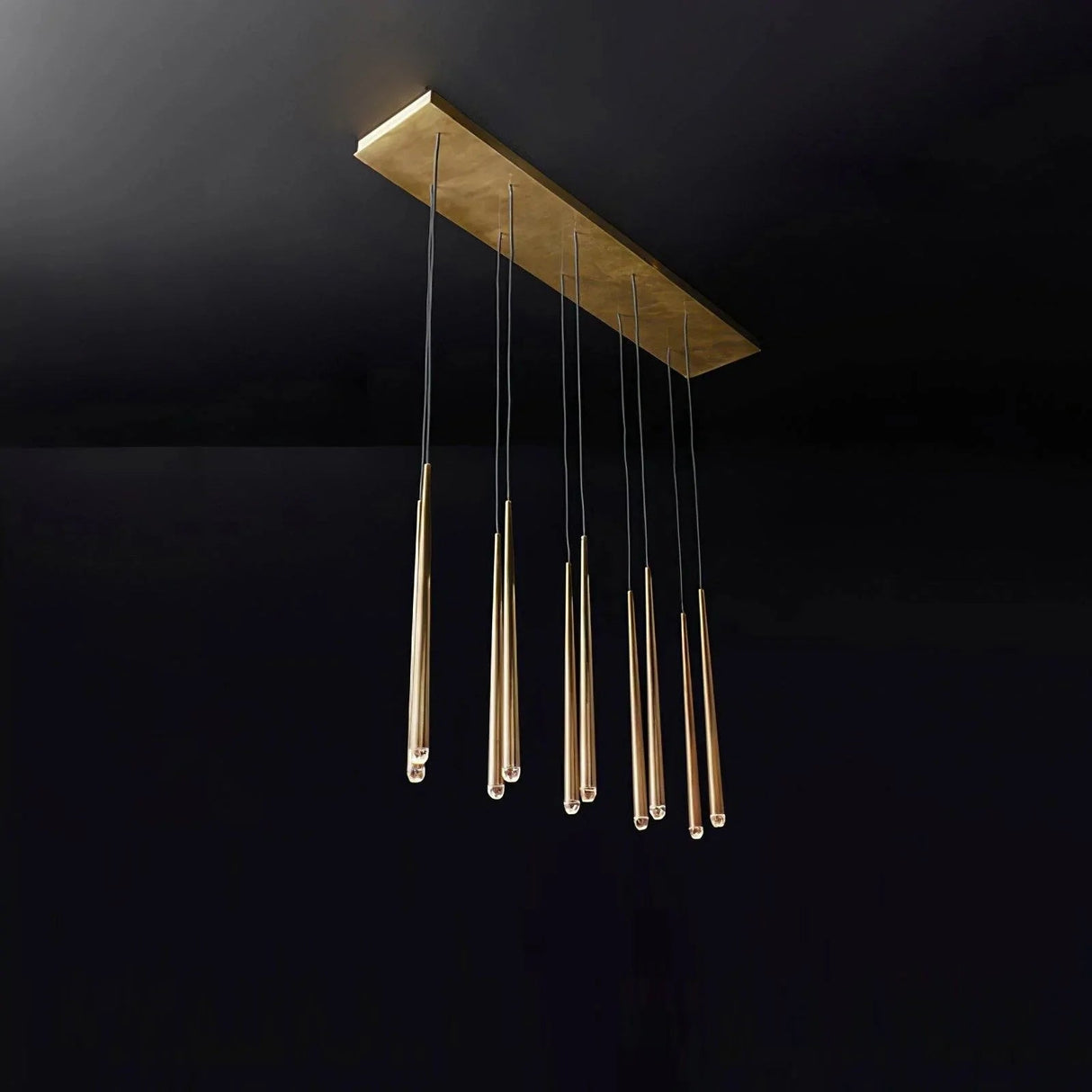 Long Dish Brass Art Crystal Chandelier