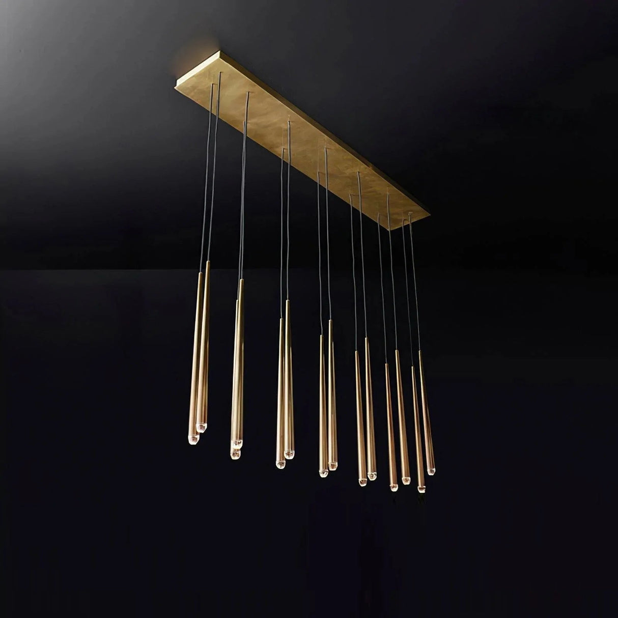 Long Dish Brass Art Crystal Chandelier