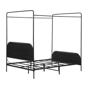 Metro Modern Metal and Wood Canopy Queen Bedframe
