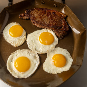 8",10",12" Hybrid Carbon Steel Skillets Set - Hand Forged