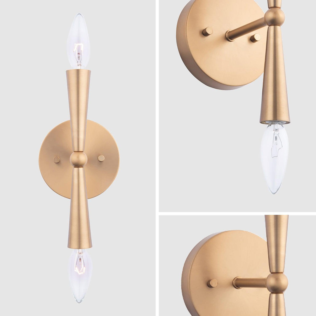 Mizu Mid-Century Modern Gold 2-Light Wall Sconce Light