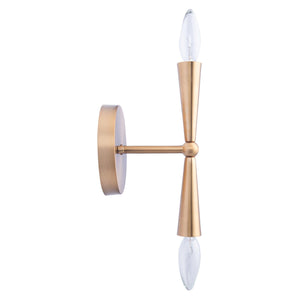 Mizu Mid-Century Modern Gold 2-Light Wall Sconce Light