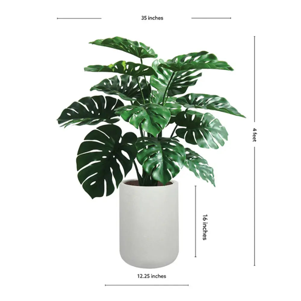 4' Monstera Plant in Modern Gray Planter