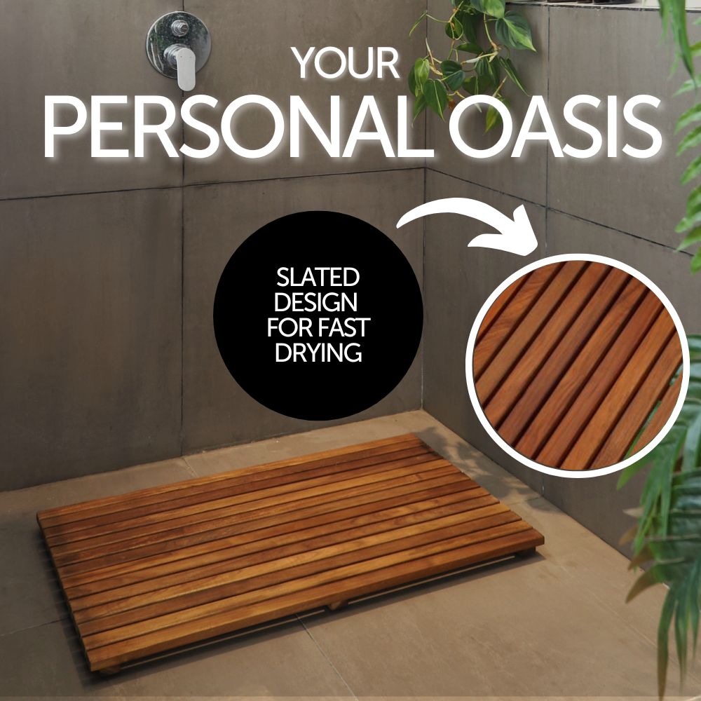 Bel Air Indoor or Outdoor Teak Shower and Bath Mat 31.4″ x 19.6″