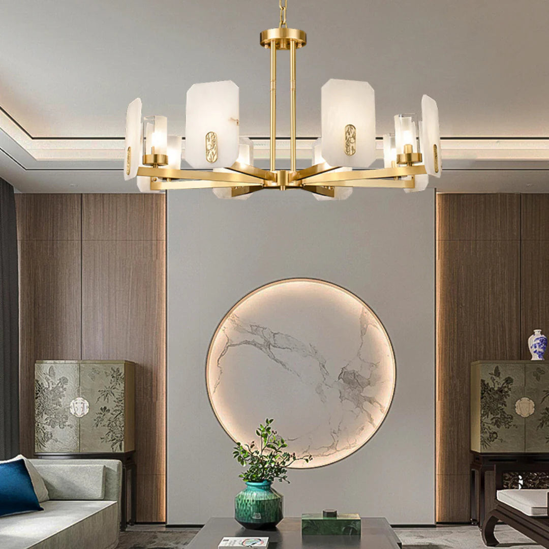 Marble Chandelier Copper Luxury