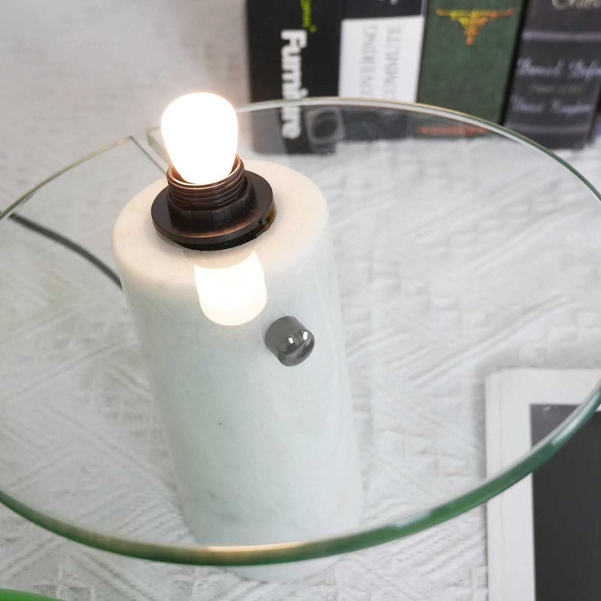 Marble Snoopy Glass Table Lamp