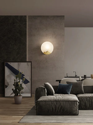 Modern Alabaster Brass Wall Light