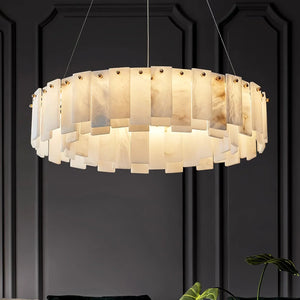Modern Alabaster Celestial Round Chandelier