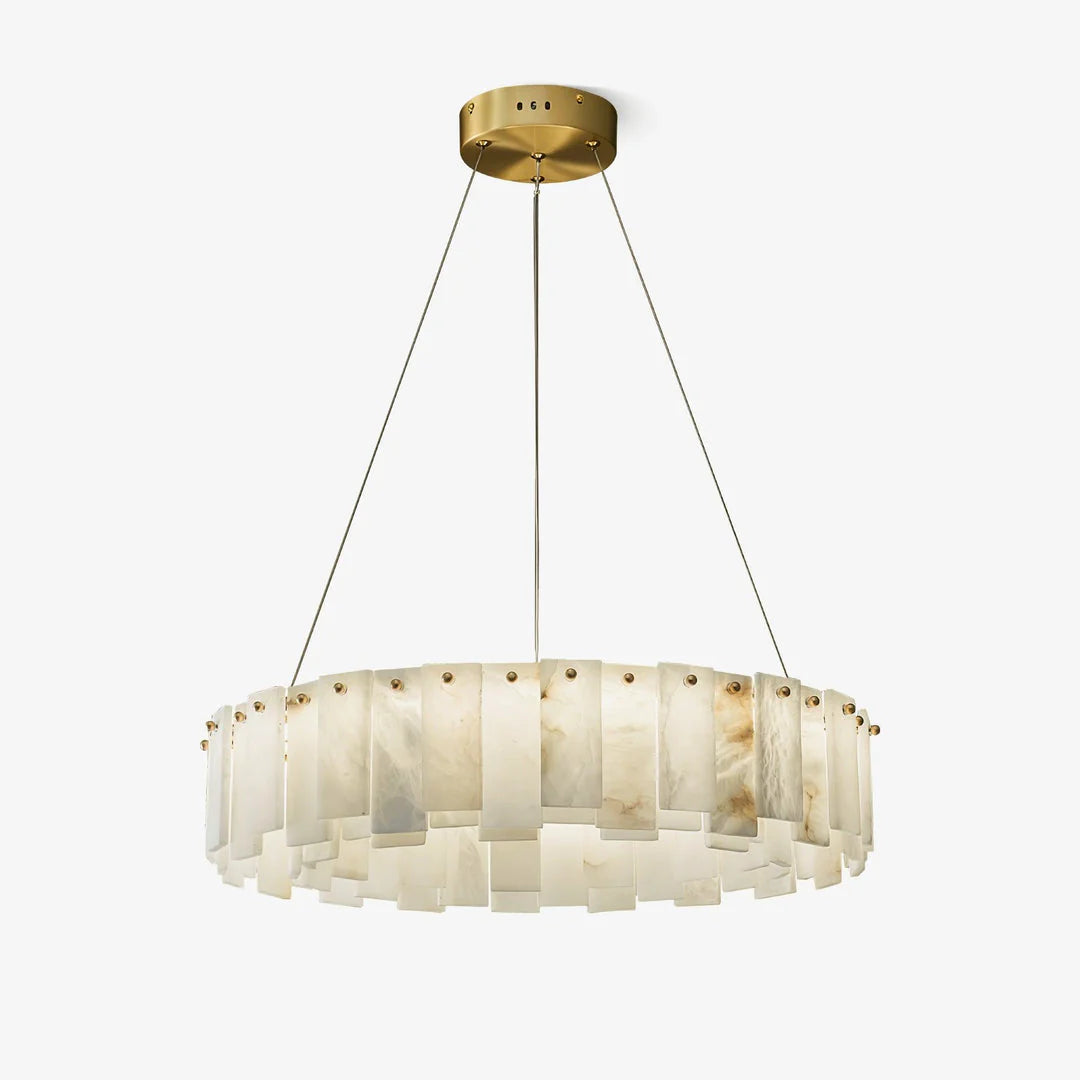 Modern Alabaster Celestial Round Chandelier