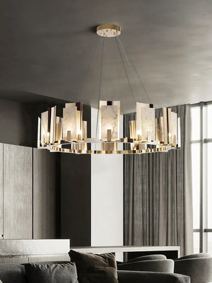 Modern Alabaster Jessie Round Chandelier