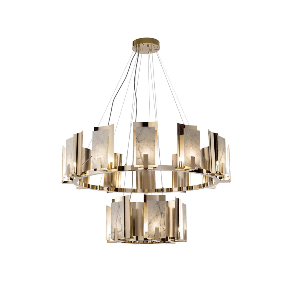 Modern Alabaster Jessie Round Chandelier