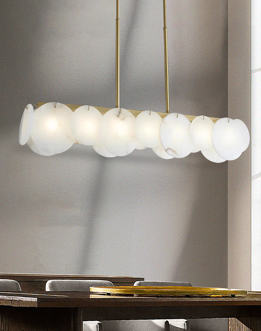 Modern Alabaster Linear Chandelier
