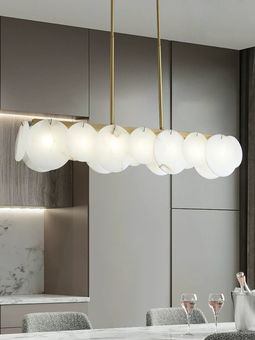Modern Alabaster Linear Chandelier