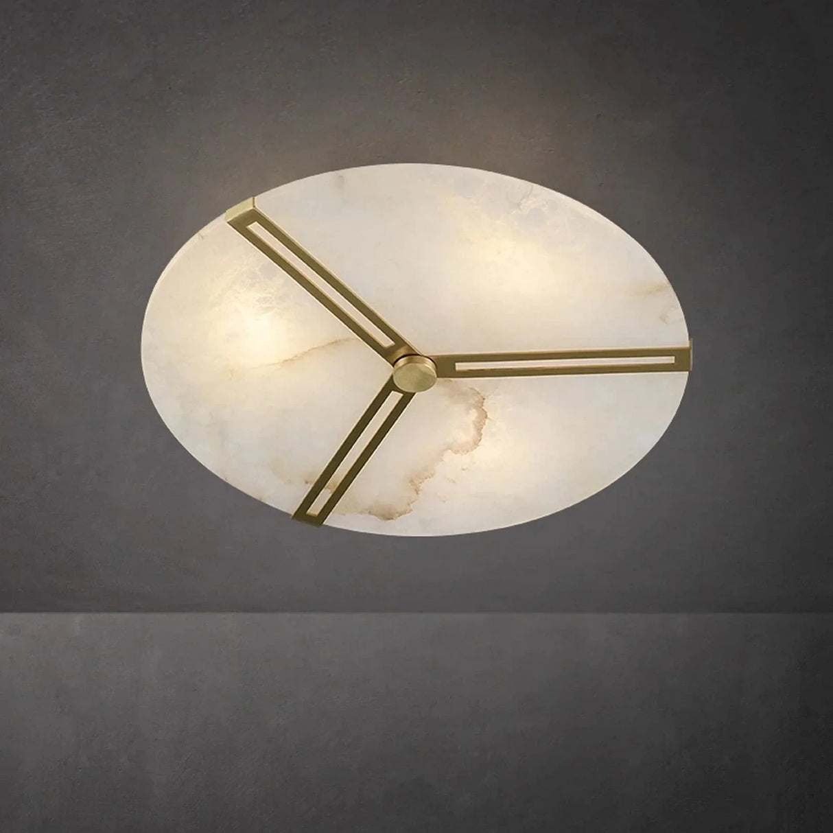 Modern Alabaster Round Copper Ceiling Lamp