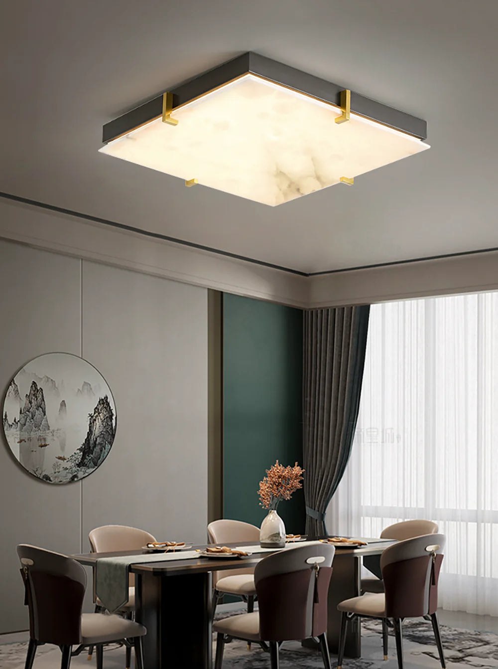 Alabaster Black Square Ceiling Lamp