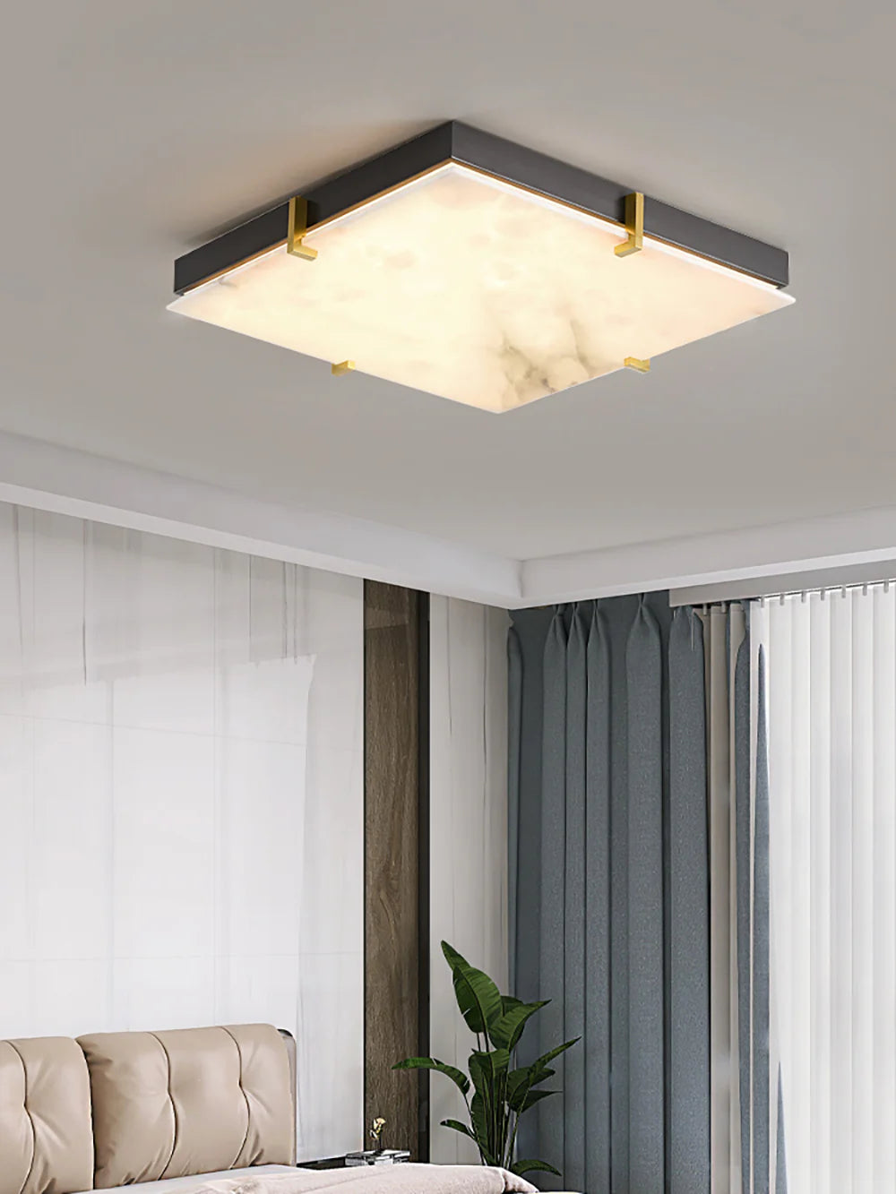 Alabaster Black Square Ceiling Lamp