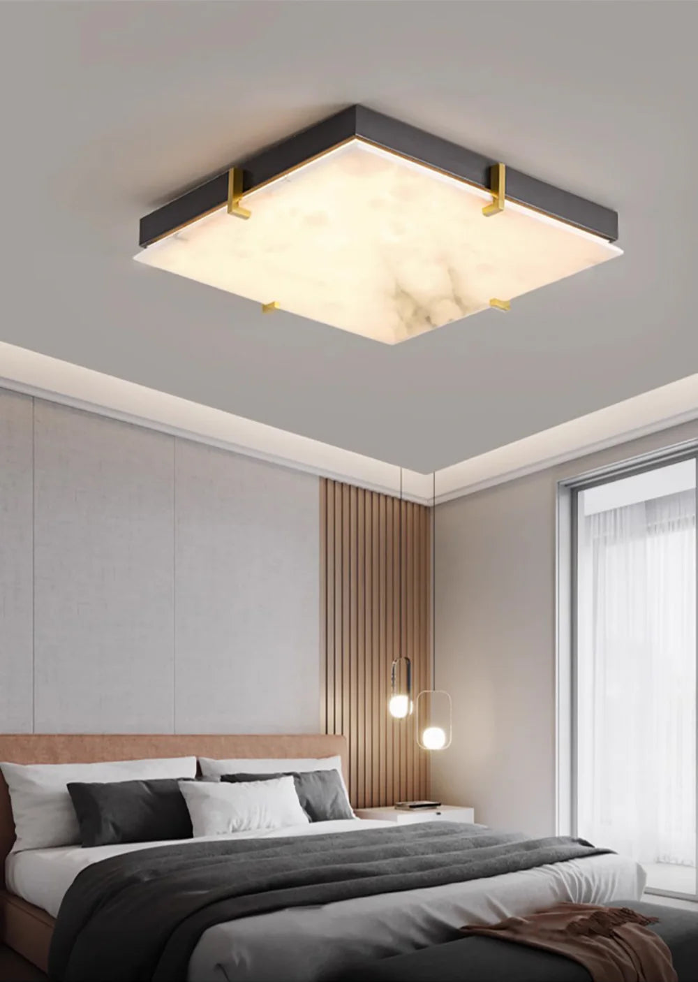Alabaster Black Square Ceiling Lamp