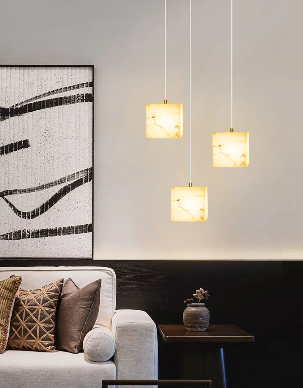 Alabaster Square Pendant Light
