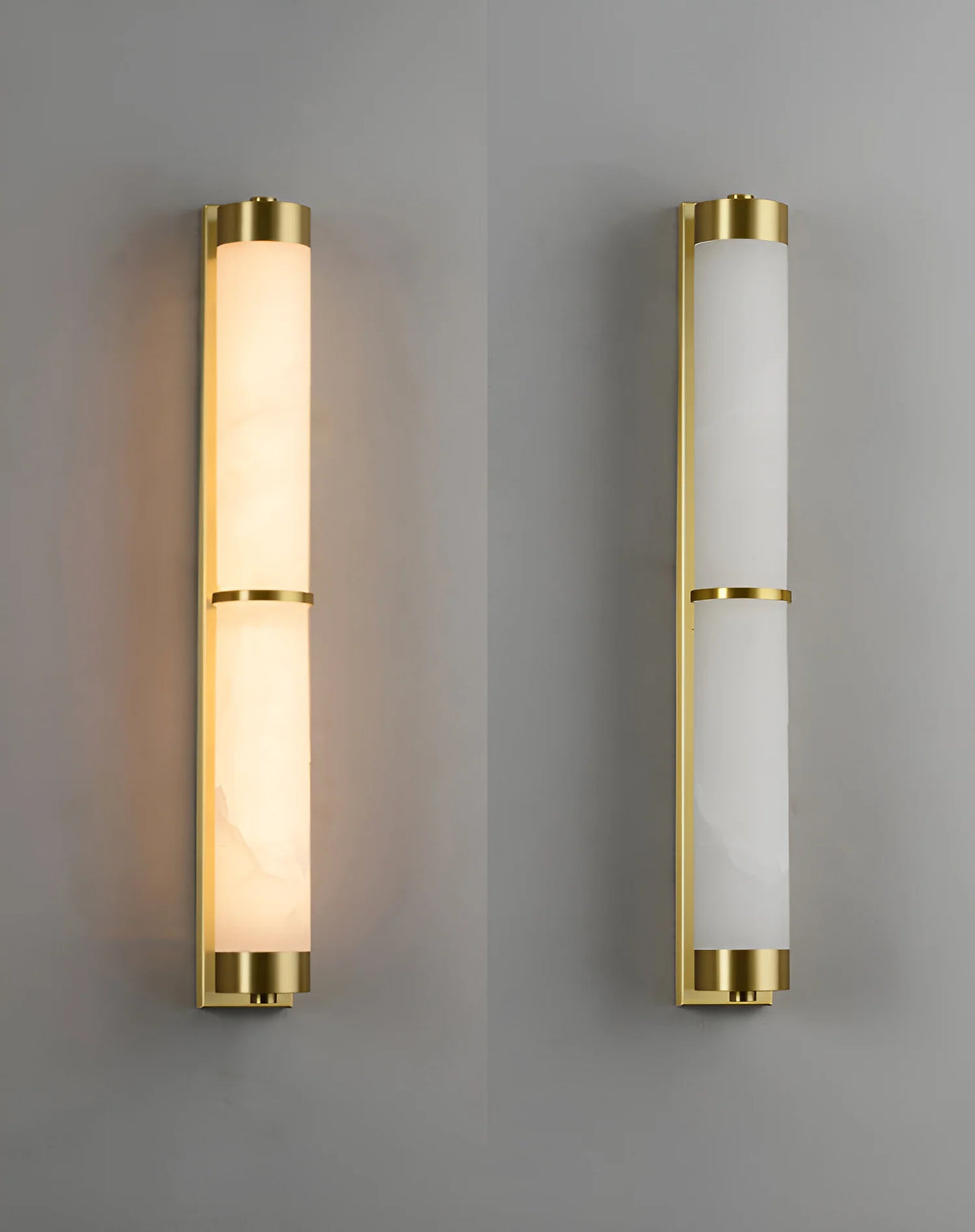Modern Cylindra Alabaster Brass Wall Light