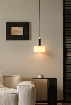 Modern Cylindrical Alabaster Pendant Light