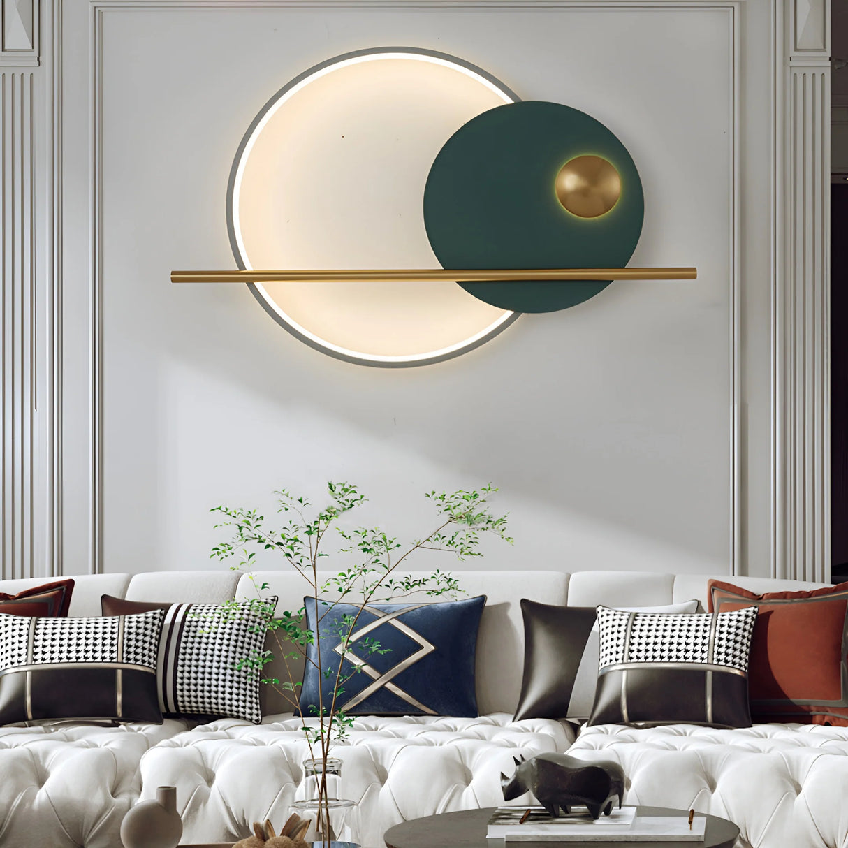 Modern Linear Double Circle Wall Light