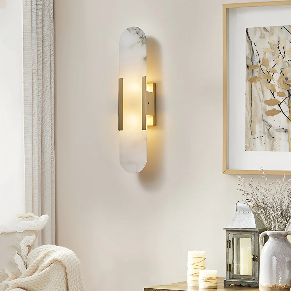 Oval Alabaster Melange Elongated Wall Lamp