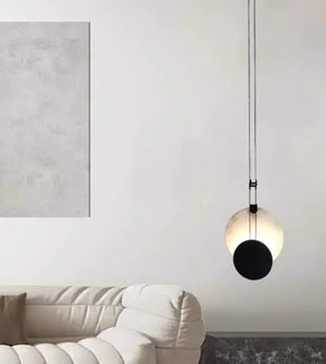Modern Round Black Alabaster Pendant Lamp
