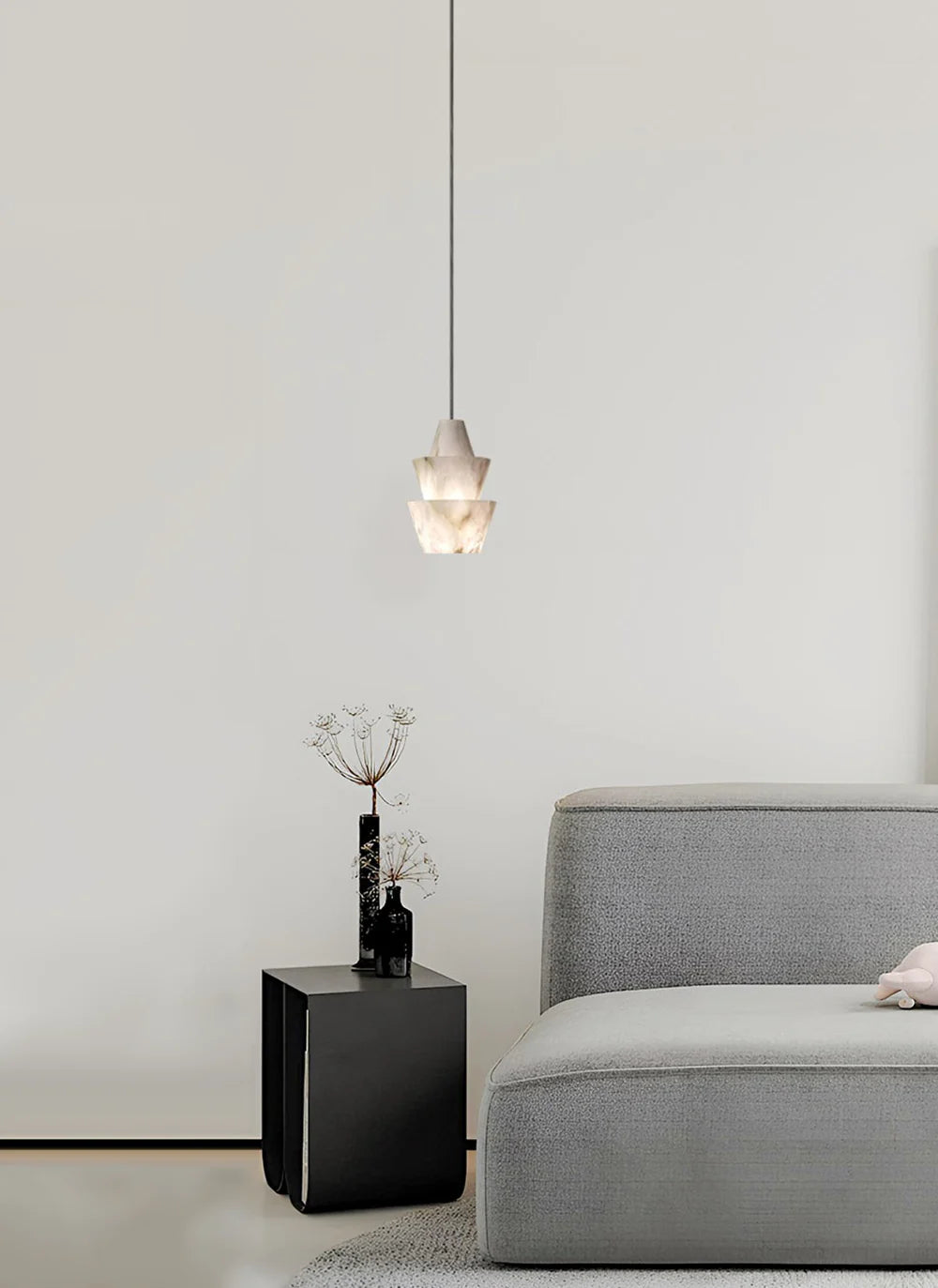 Modern Stacked Conical Alabaster Pendant Light