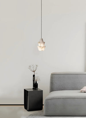 Modern Stacked Conical Alabaster Pendant Light