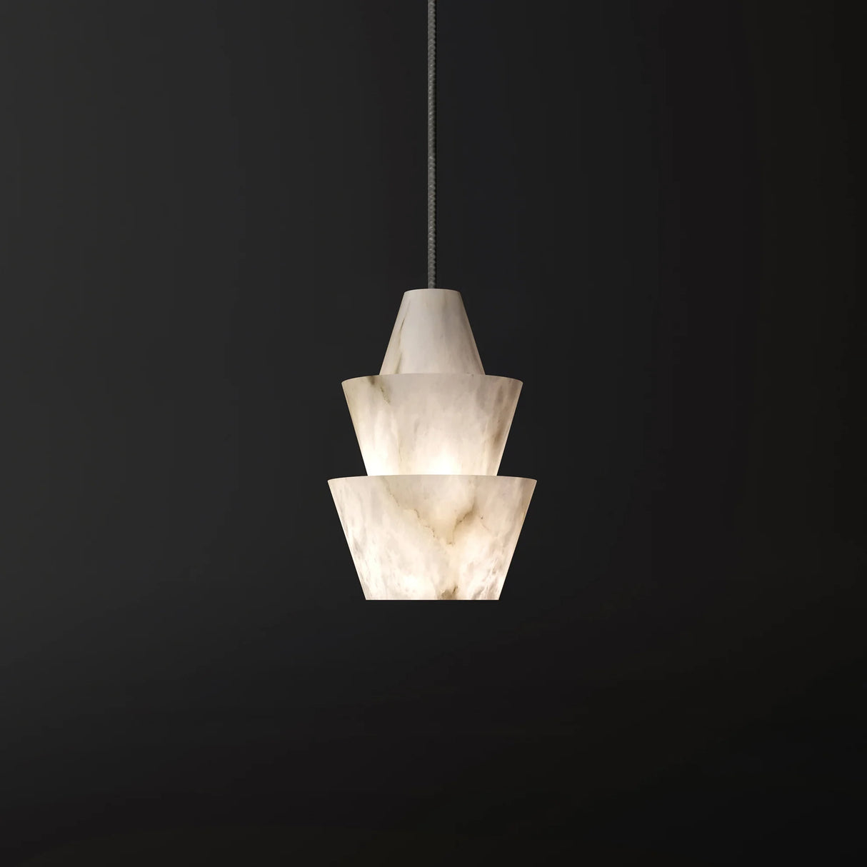 Modern Stacked Conical Alabaster Pendant Light