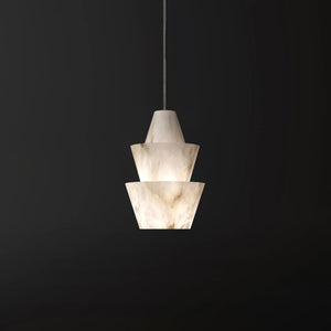 Modern Stacked Conical Alabaster Pendant Light