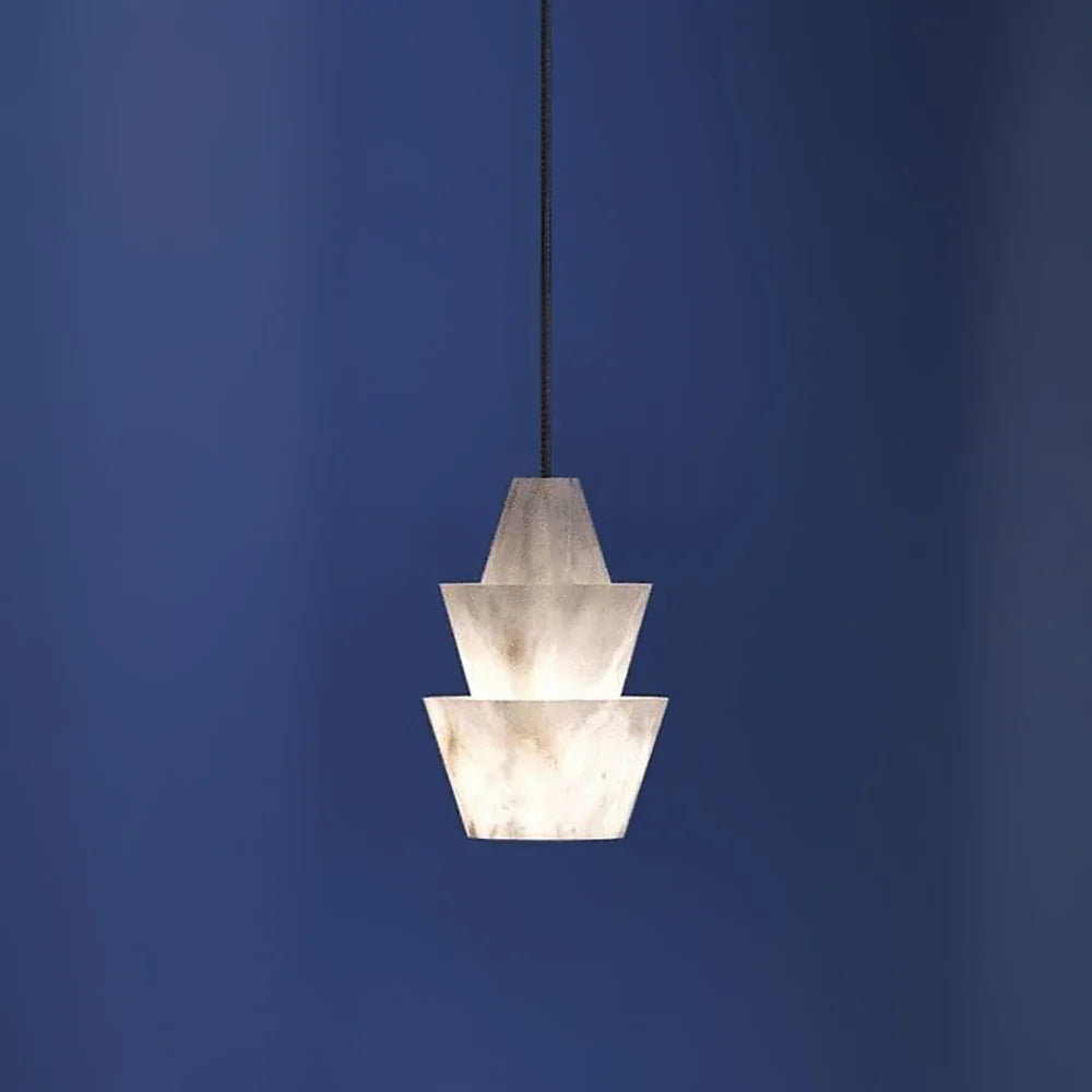 Modern Stacked Conical Alabaster Pendant Light